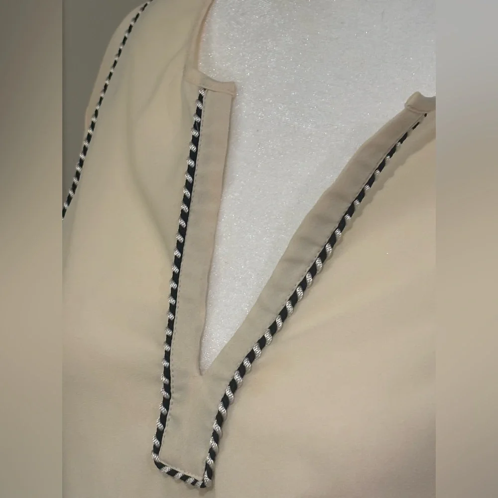 J. Crew Cream Blouse with Black Trim